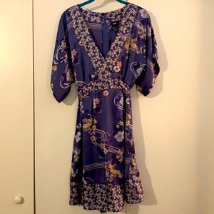 H&M blue floral print kimono dress